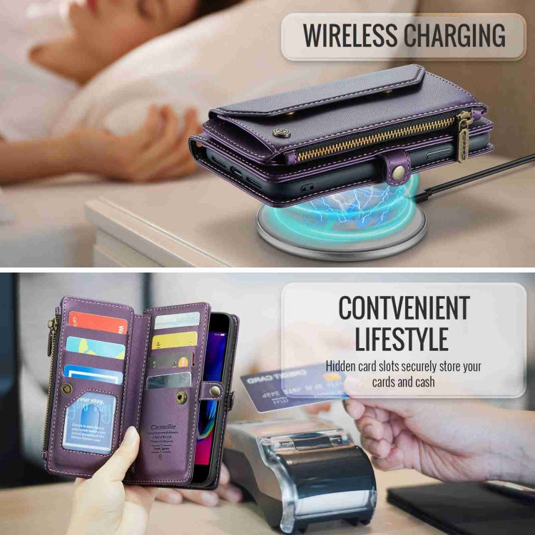 For iPhone 8 Plus / 7 Plus / 6 Plus CaseMe C36 Card Slots Zipper Wallet RFID Anti-theft Leather Phone Case(Purple) - free shipping - PMC Jewellery - Order now!