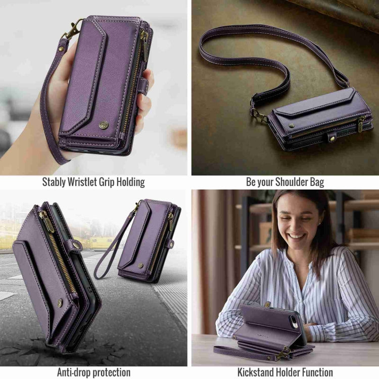 For iPhone 8 Plus / 7 Plus / 6 Plus CaseMe C36 Card Slots Zipper Wallet RFID Anti-theft Leather Phone Case(Purple) - free shipping - PMC Jewellery - Order now!