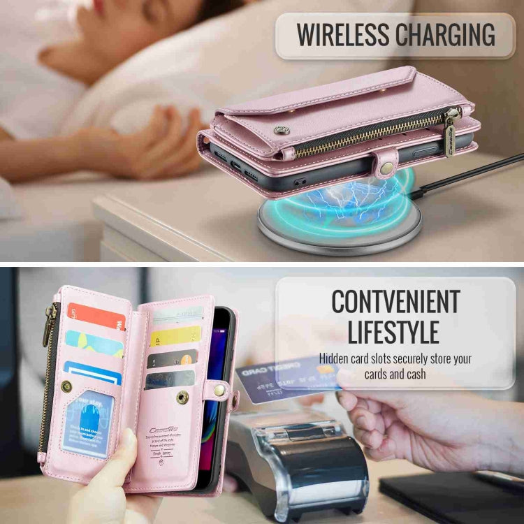 For iPhone 8 Plus / 7 Plus / 6 Plus CaseMe C36 Card Slots Zipper Wallet RFID Anti-theft Leather Phone Case(Pink) - free shipping - PMC Jewellery - Order now!