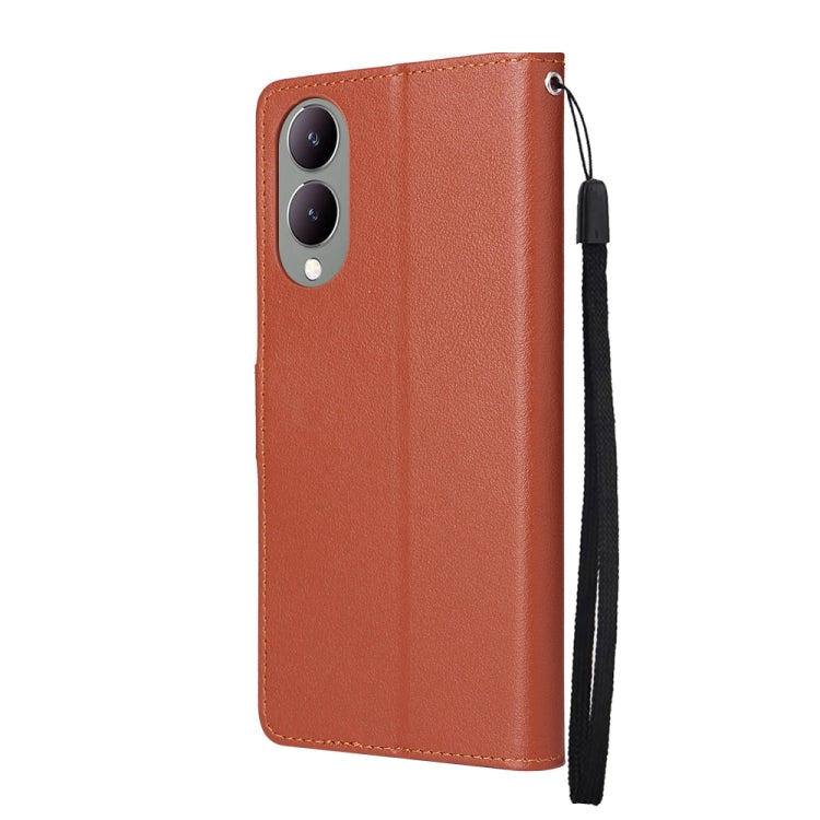 For vivo Y17s 4G Multifunctional Horizontal Flip Leather Phone Case with Three Card Slot(Brown) - vivo Cases by PMC TechLife | Online Shopping South Africa | PMC TechLife | Buy Now Pay Later Mobicred