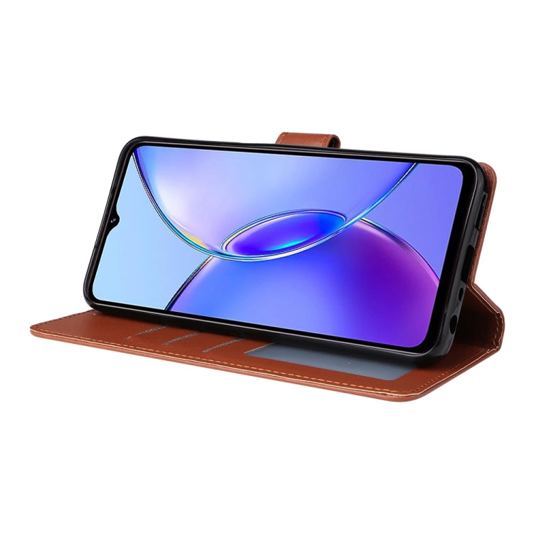 For vivo Y17s 4G Multifunctional Horizontal Flip Leather Phone Case with Three Card Slot(Brown) - vivo Cases by PMC TechLife | Online Shopping South Africa | PMC TechLife | Buy Now Pay Later Mobicred