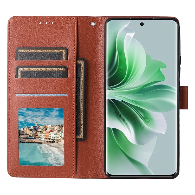 For OPPO Reno11 5G Global 3-Card Slots Multifunctional Leather Phone Case(Brown) - OPPO Cases by PMC TechLife | Online Shopping South Africa | PMC TechLife | Buy Now Pay Later Mobicred
