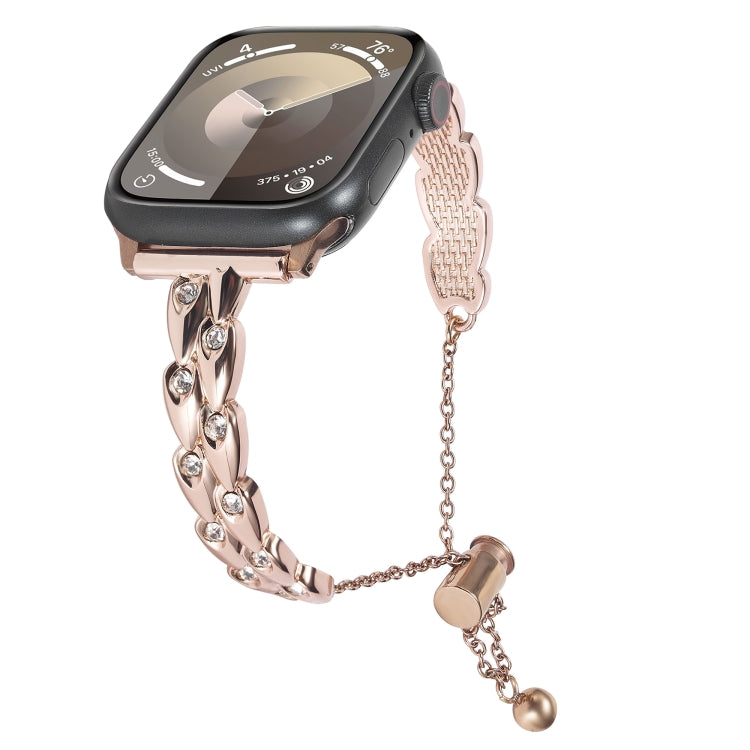 For Apple Watch SE 2023 40mm Rhinestone Peacock Metal Bracelet Watch Band(Rose Gold) - free shipping - PMC TechLife - Order now!
