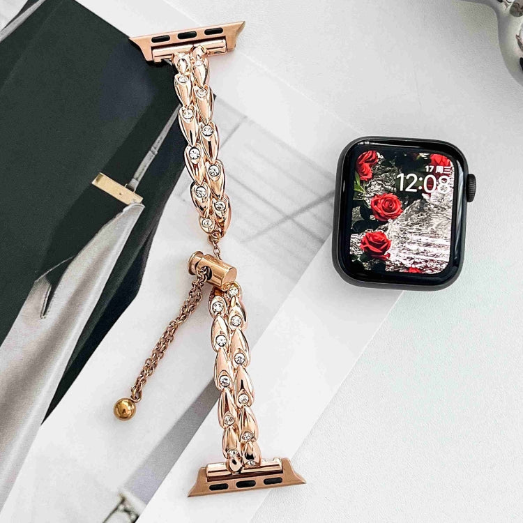 For Apple Watch Ultra 2 49mm Rhinestone Peacock Metal Bracelet Watch Band(Rose Gold) - free shipping - PMC TechLife - Order now!
