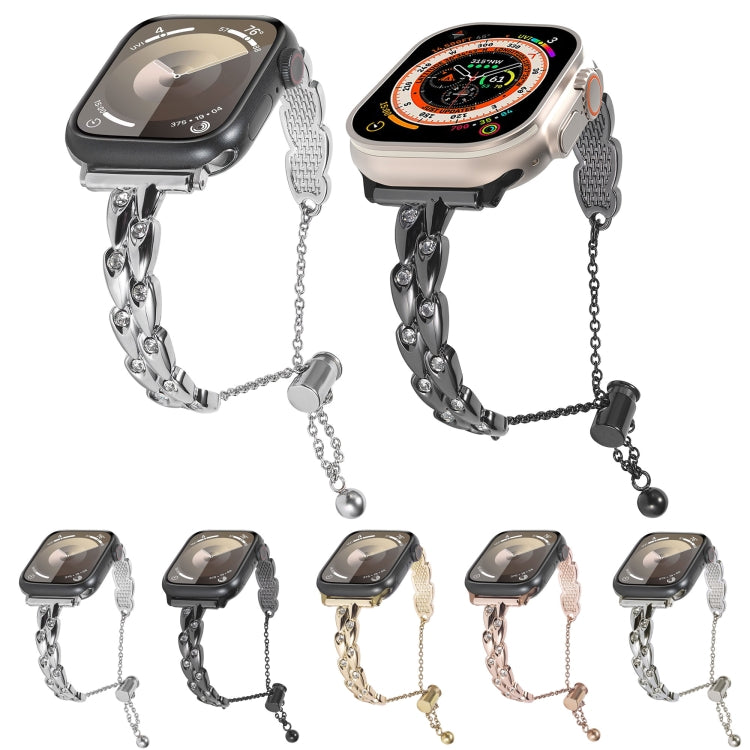 For Apple Watch Series 6 44mm Rhinestone Peacock Metal Bracelet Watch Band(Rose Gold) - free shipping - PMC TechLife - Order now!