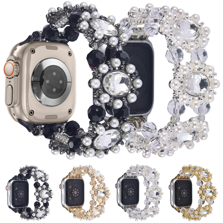 For Apple Watch 42mm Beaded Pearl Gemstone Bracelet Watch Band(Gold) - free shipping - PMC TechLife - Order now!