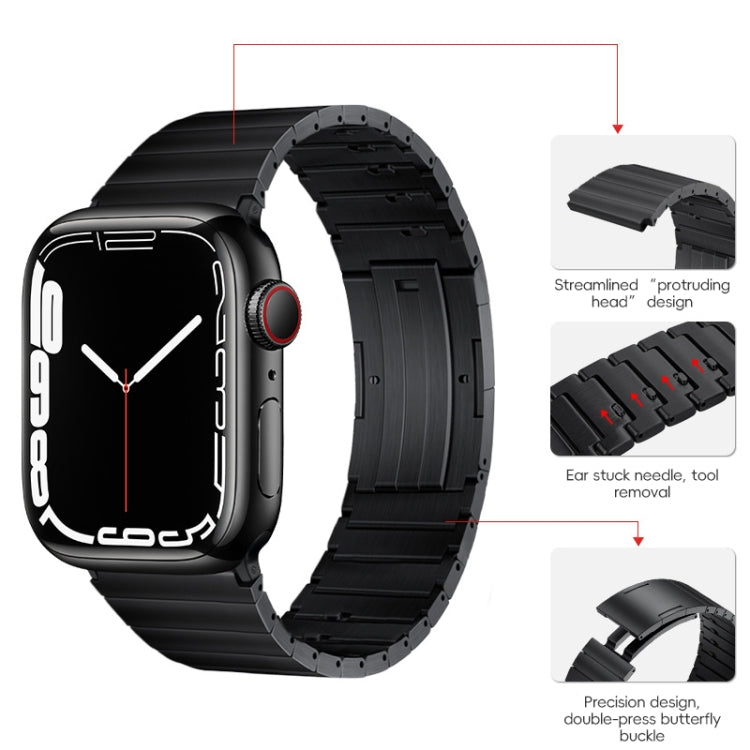 For Apple Watch Series 9 45mm PG65 Single Bead Bamboo Joint Spring Bars Titanium Metal Watch Band(Black) - free shipping - PMc TechLife - Order now!
