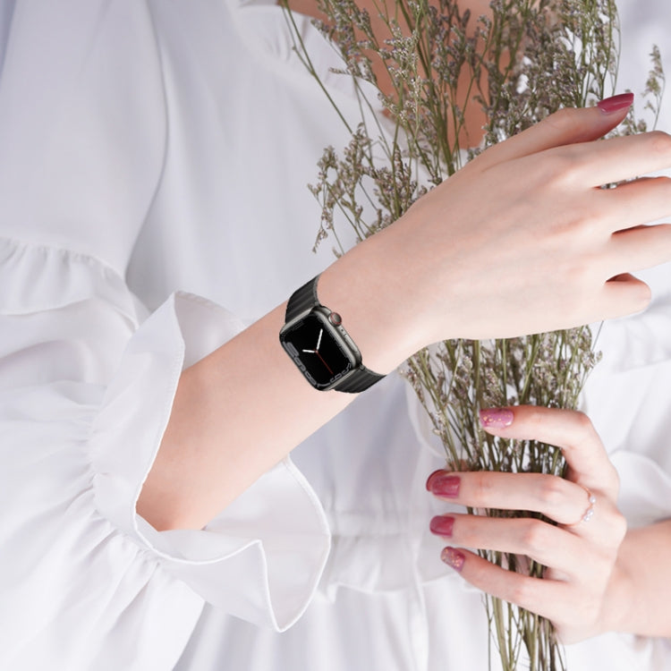 For Apple Watch Series 10 46mm PG65 Single Bead Bamboo Joint Spring Bars Titanium Metal Watch Band(Black) - Watch Bands by PMc TechLife | Online Shopping South Africa | PMc TechLife | Buy Now Pay Later Mobicred