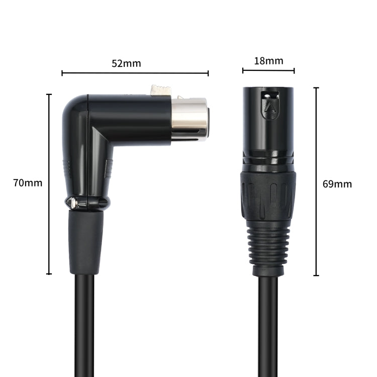XK041L XLR 3pin Straight Male to Elbow Female Audio Cable, Length:5m(Black) - Microphone Audio Cable & Connector by PMC TechLife | Online Shopping South Africa | PMC TechLife | Buy Now Pay Later Mobicred
