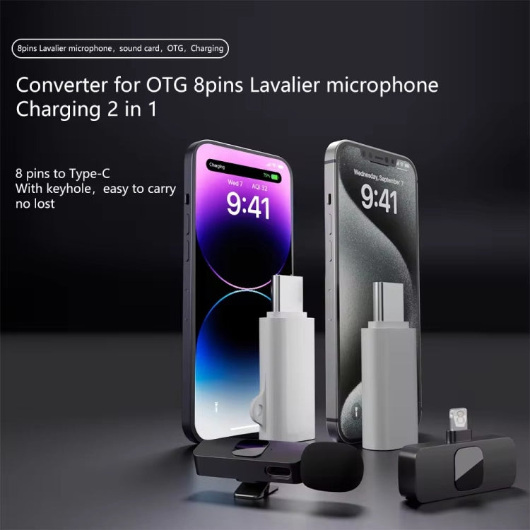8 Pin Female to Type-C Male Adapter Audio Sound Card Connector No Hanging Ear - Converter & Adapter by PMC Jewellery | Online Shopping South Africa | PMC Jewellery | Buy Now Pay Later Mobicred