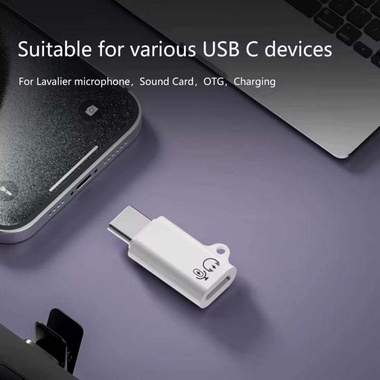 8 Pin Female to Type-C Male Adapter Audio Sound Card Connector No Hanging Ear - Converter & Adapter by PMC Jewellery | Online Shopping South Africa | PMC Jewellery | Buy Now Pay Later Mobicred