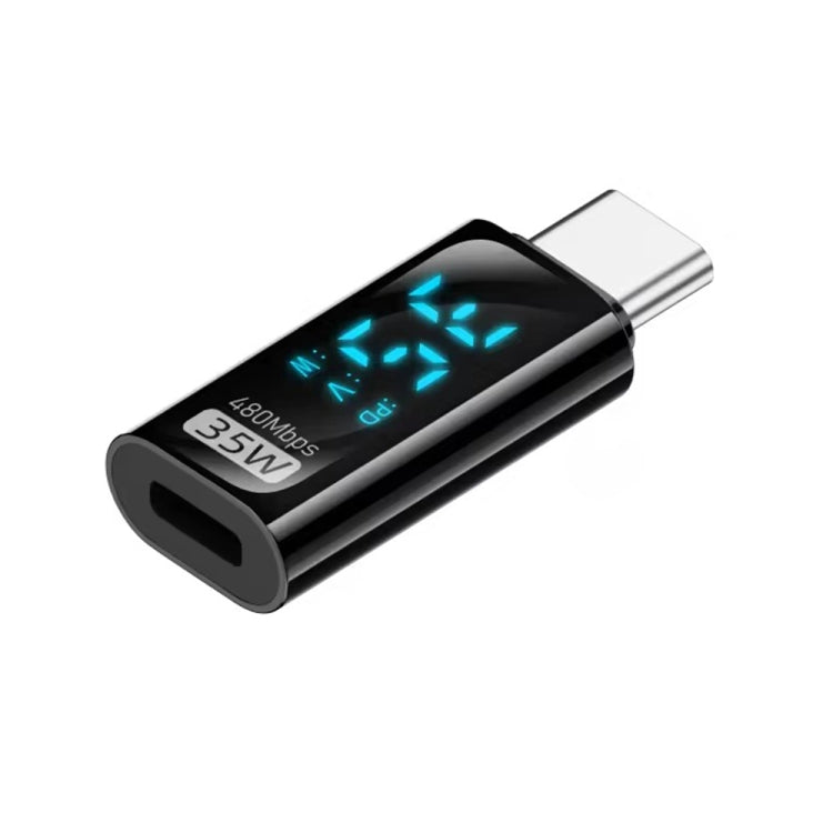 Type-C Male to 8 Pin Female 35W Charging Adapter with Digital Display(Black) - free shipping - PMC Jewellery - Order now!