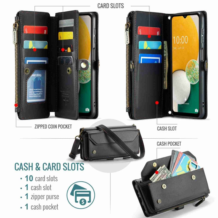 For Samsung Galaxy A13 5G / 4G CaseMe C36 Card Slots Zipper Wallet RFID Anti-theft Leather Phone Case(Black) - free shipping - PMC Jewellery - Order now!