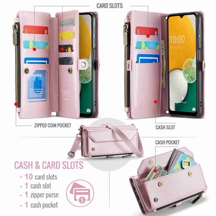 For Samsung Galaxy A13 5G / 4G CaseMe C36 Card Slots Zipper Wallet RFID Anti-theft Leather Phone Case(Pink) - free shipping - PMC Jewellery - Order now!