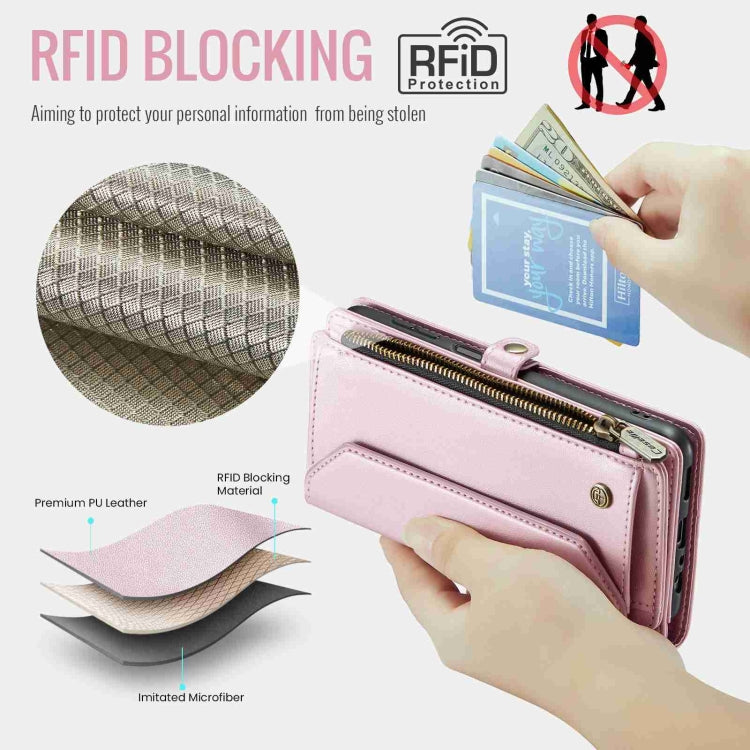 For Samsung Galaxy A13 5G / 4G CaseMe C36 Card Slots Zipper Wallet RFID Anti-theft Leather Phone Case(Pink) - free shipping - PMC Jewellery - Order now!