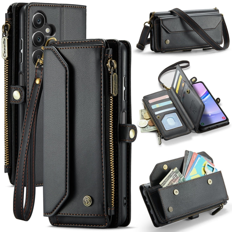 For Samsung Galaxy A15 CaseMe C36 Card Slots Zipper Wallet RFID Anti-theft Leather Phone Case(Black) - free shipping - PMC Jewellery - Order now!