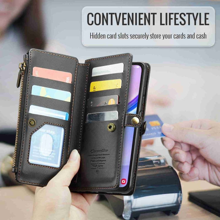 For Samsung Galaxy A15 CaseMe C36 Card Slots Zipper Wallet RFID Anti-theft Leather Phone Case(Black) - free shipping - PMC Jewellery - Order now!