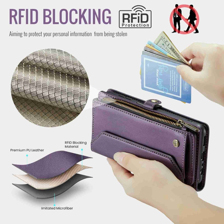 For Samsung Galaxy A15 CaseMe C36 Card Slots Zipper Wallet RFID Anti-theft Leather Phone Case(Purple) - free shipping - PMC Jewellery - Order now!