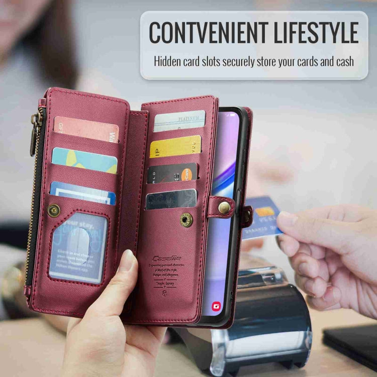 For Samsung Galaxy A15 CaseMe C36 Card Slots Zipper Wallet RFID Anti-theft Leather Phone Case(Wine Red) - free shipping - PMC Jewellery - Order now!