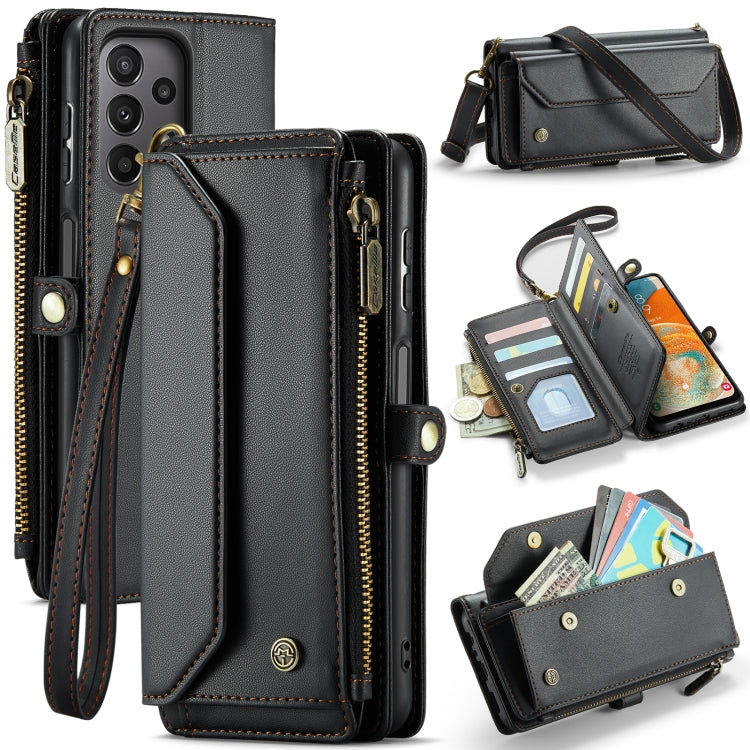 For Samsung Galaxy A23 CaseMe C36 Card Slots Zipper Wallet RFID Anti-theft Leather Phone Case(Black) - free shipping - PMC Jewellery - Order now!