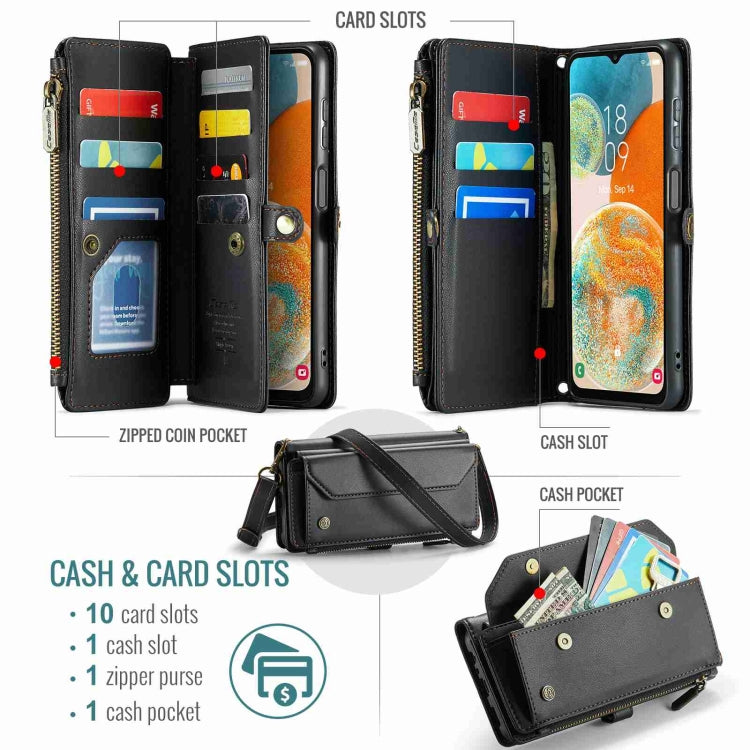 For Samsung Galaxy A23 CaseMe C36 Card Slots Zipper Wallet RFID Anti-theft Leather Phone Case(Black) - free shipping - PMC Jewellery - Order now!