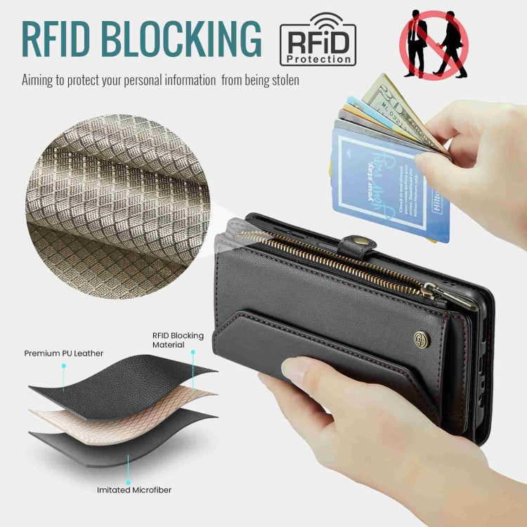 For Samsung Galaxy A23 CaseMe C36 Card Slots Zipper Wallet RFID Anti-theft Leather Phone Case(Black) - free shipping - PMC Jewellery - Order now!
