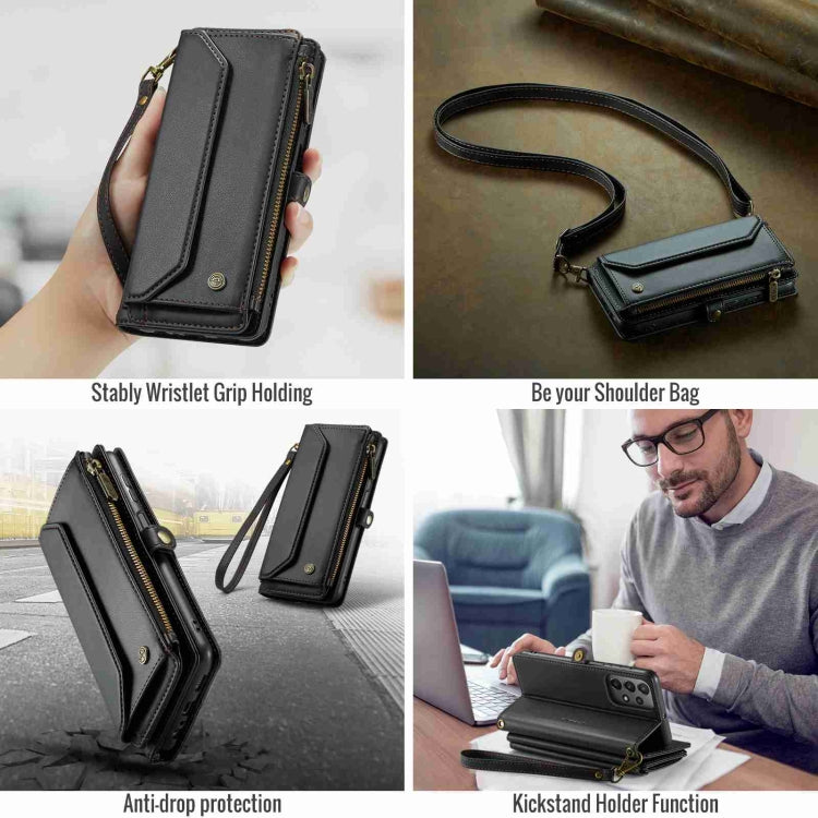 For Samsung Galaxy A23 CaseMe C36 Card Slots Zipper Wallet RFID Anti-theft Leather Phone Case(Black) - free shipping - PMC Jewellery - Order now!