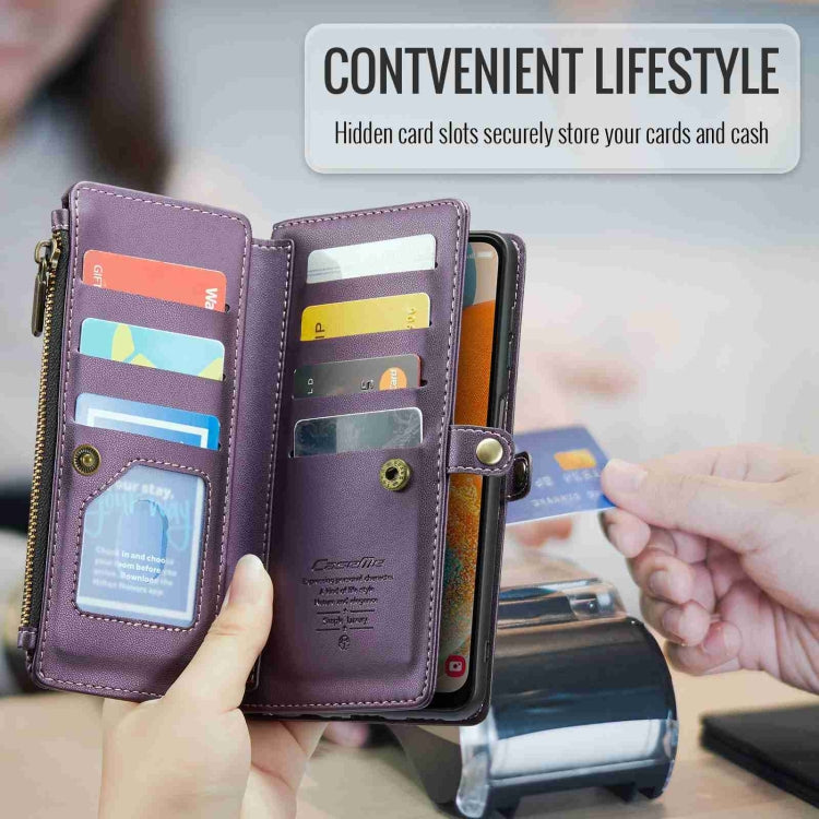 For Samsung Galaxy A23 CaseMe C36 Card Slots Zipper Wallet RFID Anti-theft Leather Phone Case(Purple) - free shipping - PMC Jewellery - Order now!