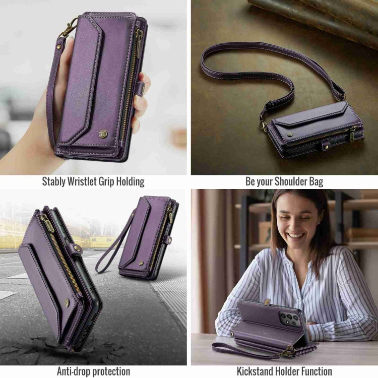 For Samsung Galaxy A23 CaseMe C36 Card Slots Zipper Wallet RFID Anti-theft Leather Phone Case(Purple) - free shipping - PMC Jewellery - Order now!