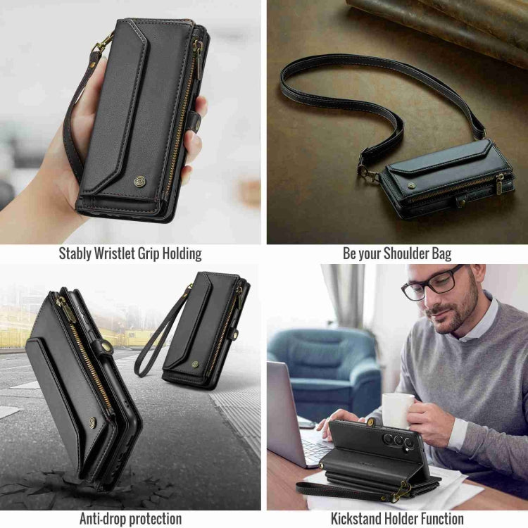 For Samsung Galaxy A25 CaseMe C36 Card Slots Zipper Wallet RFID Anti-theft Leather Phone Case(Black) - free shipping - PMC Jewellery - Order now!