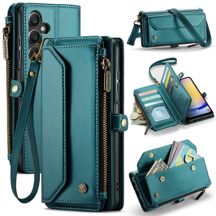 For Samsung Galaxy A25 CaseMe C36 Card Slots Zipper Wallet RFID Anti-theft Leather Phone Case(Blue-green) - free shipping - PMC Jewellery - Order now!