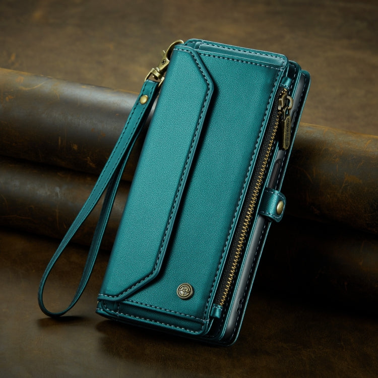 For Samsung Galaxy A25 CaseMe C36 Card Slots Zipper Wallet RFID Anti-theft Leather Phone Case(Blue-green) - free shipping - PMC Jewellery - Order now!
