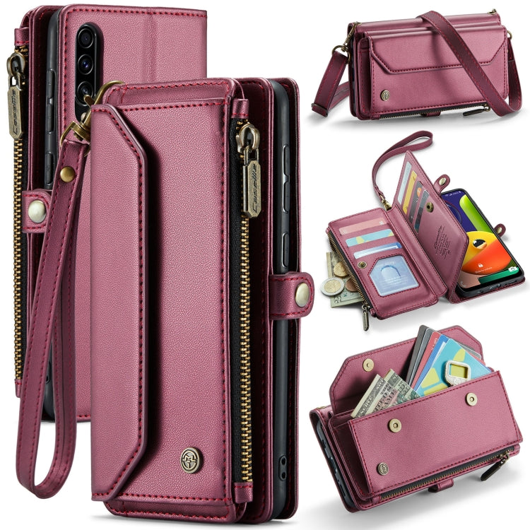For Samsung Galaxy A30s / A50s / A50 CaseMe C36 Card Slots Zipper Wallet RFID Anti-theft Leather Phone Case(Wine Red) - free shipping - PMC Jewellery - Order now!