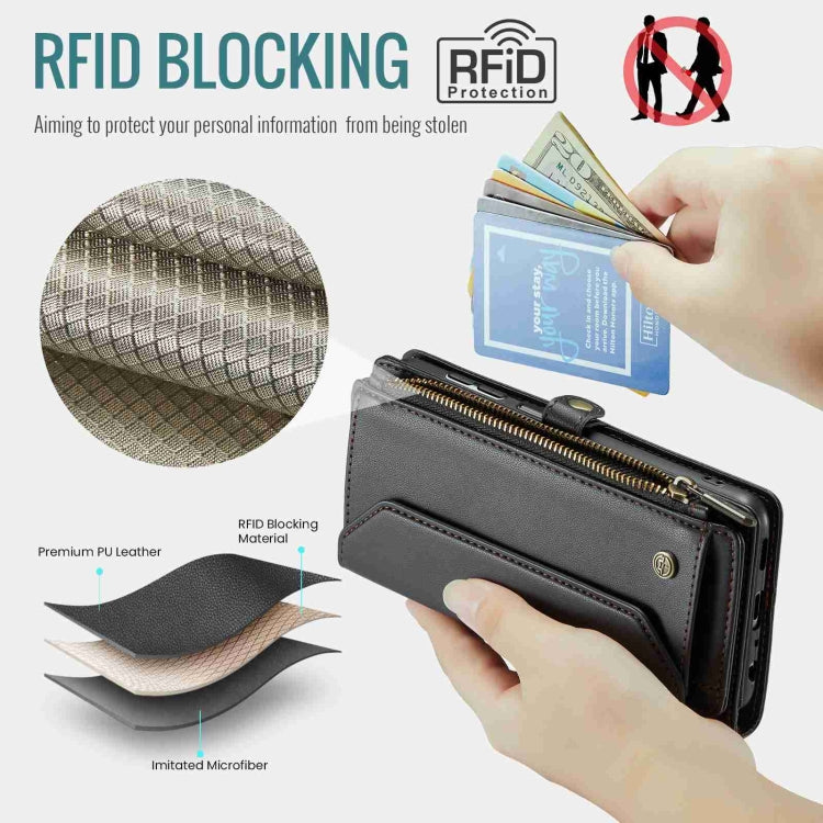 For Samsung Galaxy A32 5G CaseMe C36 Card Slots Zipper Wallet RFID Anti-theft Leather Phone Case(Black) - free shipping - PMC Jewellery - Order now!