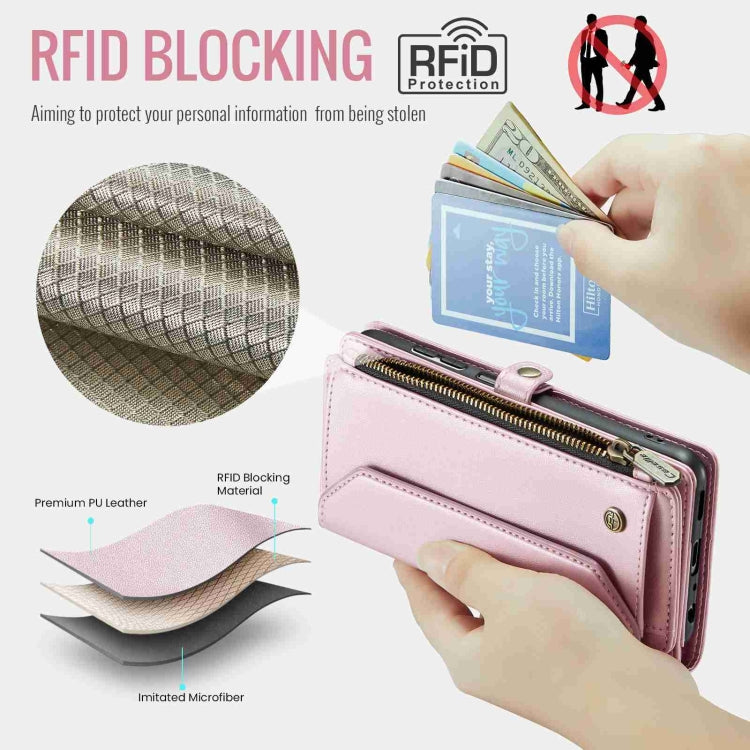 For Samsung Galaxy A32 5G CaseMe C36 Card Slots Zipper Wallet RFID Anti-theft Leather Phone Case(Pink) - free shipping - PMC Jewellery - Order now!