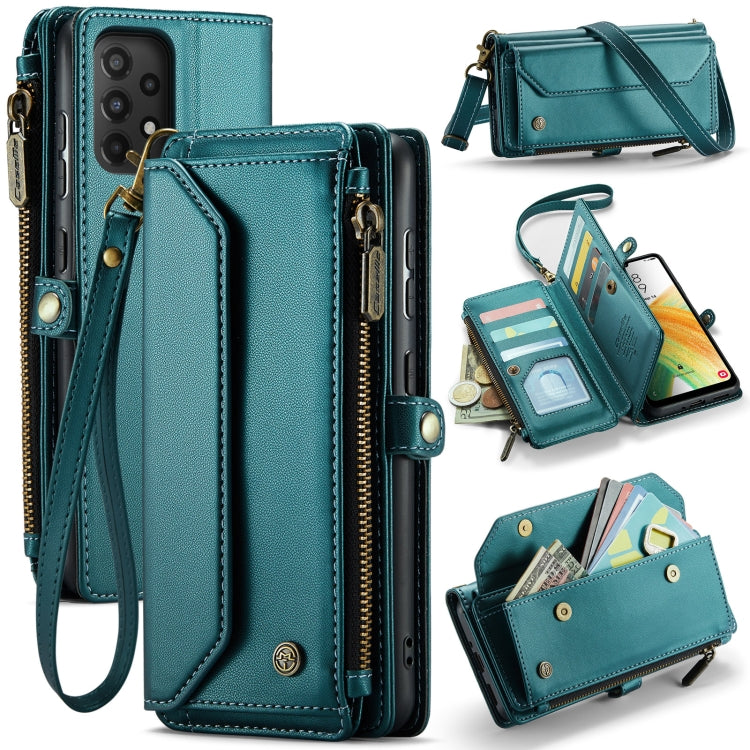 For Samsung Galaxy A33 5G CaseMe C36 Card Slots Zipper Wallet RFID Anti-theft Leather Phone Case(Blue-green) - free shipping - PMC Jewellery - Order now!
