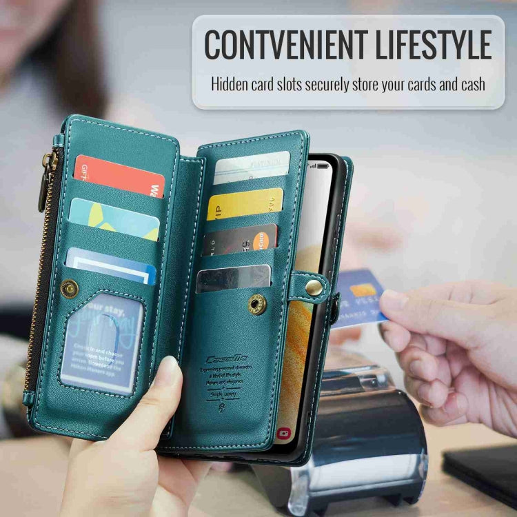 For Samsung Galaxy A33 5G CaseMe C36 Card Slots Zipper Wallet RFID Anti-theft Leather Phone Case(Blue-green) - free shipping - PMC Jewellery - Order now!