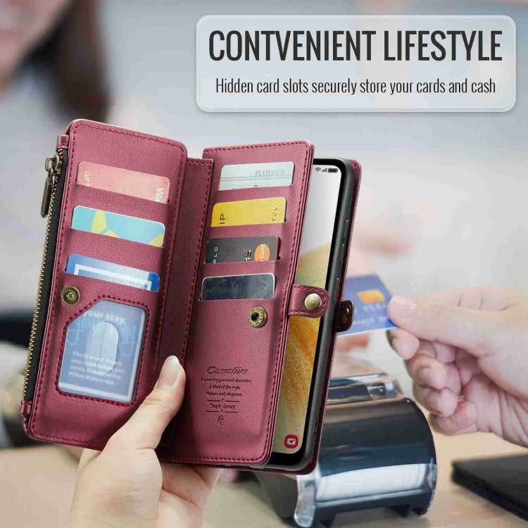 For Samsung Galaxy A33 5G CaseMe C36 Card Slots Zipper Wallet RFID Anti-theft Leather Phone Case(Wine Red) - free shipping - PMC Jewellery - Order now!