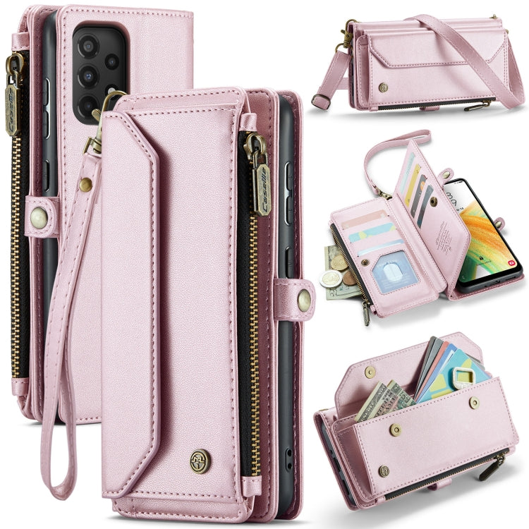 For Samsung Galaxy A33 5G CaseMe C36 Card Slots Zipper Wallet RFID Anti-theft Leather Phone Case(Pink) - free shipping - PMC Jewellery - Order now!