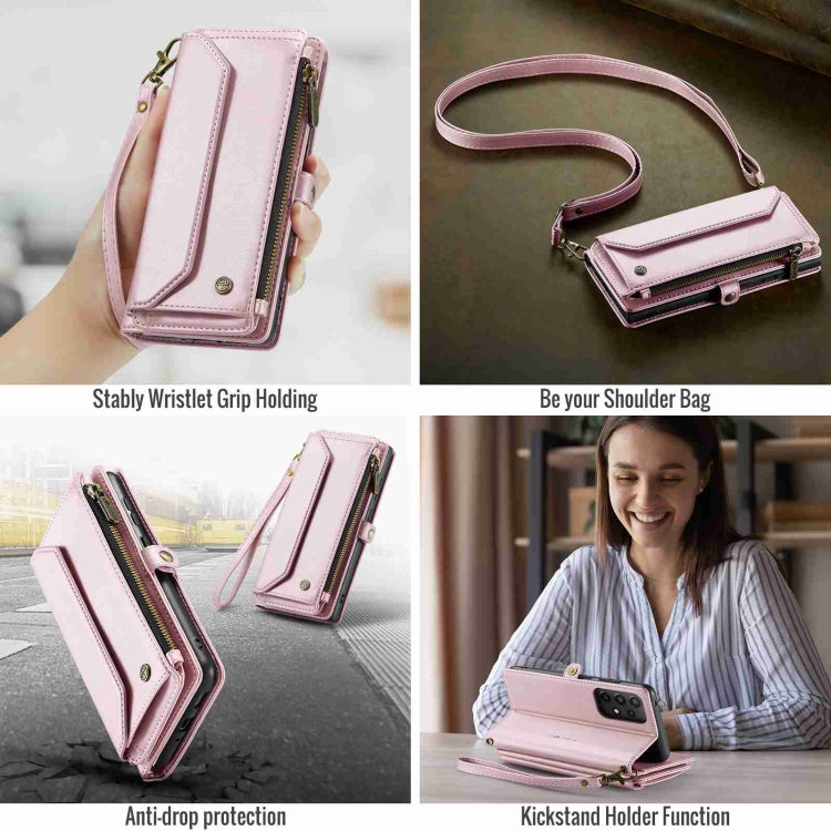 For Samsung Galaxy A33 5G CaseMe C36 Card Slots Zipper Wallet RFID Anti-theft Leather Phone Case(Pink) - free shipping - PMC Jewellery - Order now!