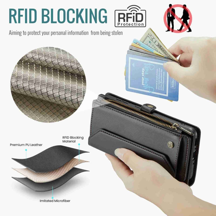 For Samsung Galaxy A34 5G CaseMe C36 Card Slots Zipper Wallet RFID Anti-theft Leather Phone Case(Black) - free shipping - PMC Jewellery - Order now!