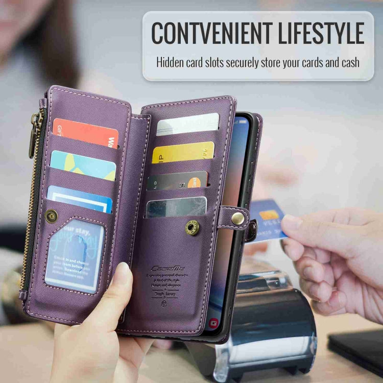 For Samsung Galaxy A34 5G CaseMe C36 Card Slots Zipper Wallet RFID Anti-theft Leather Phone Case(Purple) - free shipping - PMC Jewellery - Order now!