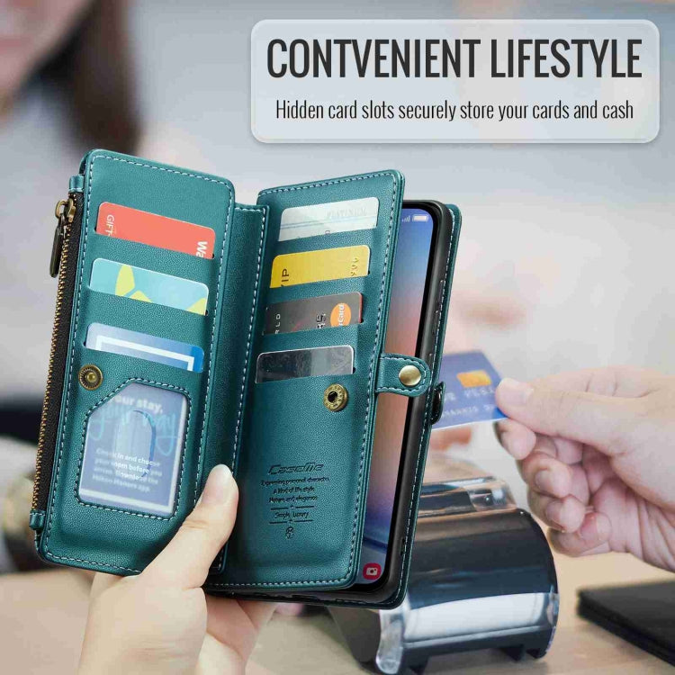 For Samsung Galaxy A34 5G CaseMe C36 Card Slots Zipper Wallet RFID Anti-theft Leather Phone Case(Blue-green) - free shipping - PMC Jewellery - Order now!
