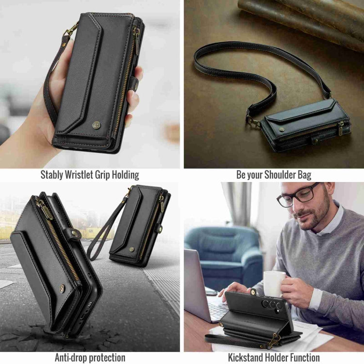 For Samsung Galaxy A35 5G CaseMe C36 Card Slots Zipper Wallet RFID Anti-theft Leather Phone Case(Black) - free shipping - PMC Jewellery - Order now!
