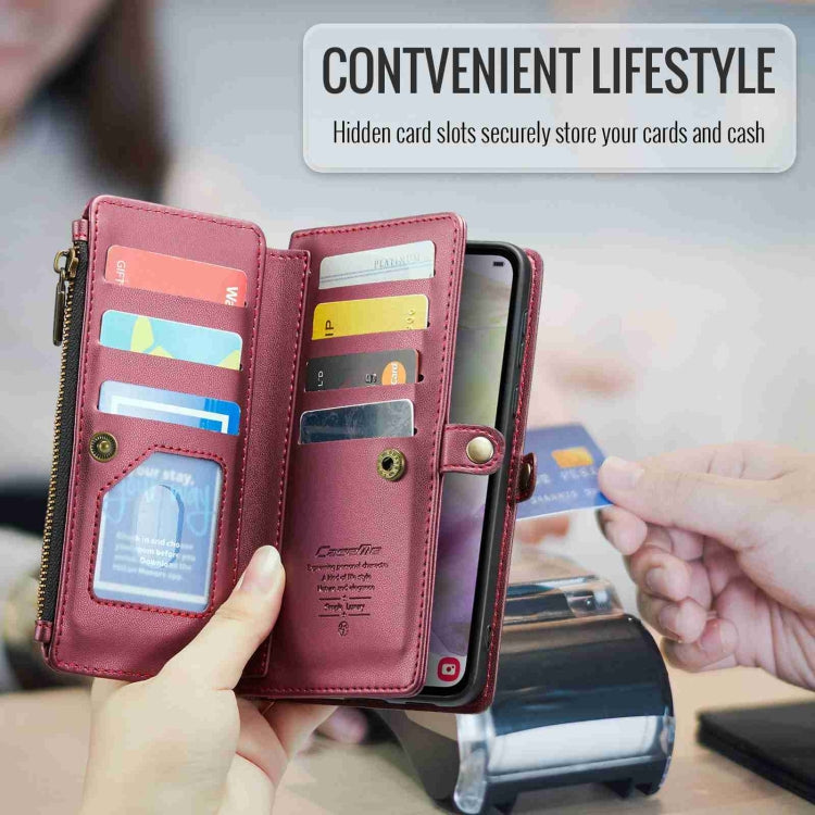 For Samsung Galaxy A35 5G CaseMe C36 Card Slots Zipper Wallet RFID Anti-theft Leather Phone Case(Wine Red) - free shipping - PMC Jewellery - Order now!