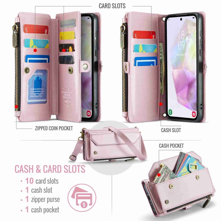 For Samsung Galaxy A35 5G CaseMe C36 Card Slots Zipper Wallet RFID Anti-theft Leather Phone Case(Pink) - free shipping - PMC Jewellery - Order now!