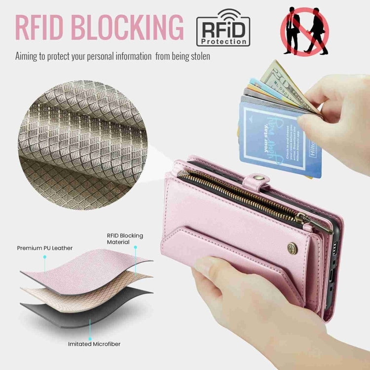 For Samsung Galaxy A35 5G CaseMe C36 Card Slots Zipper Wallet RFID Anti-theft Leather Phone Case(Pink) - free shipping - PMC Jewellery - Order now!