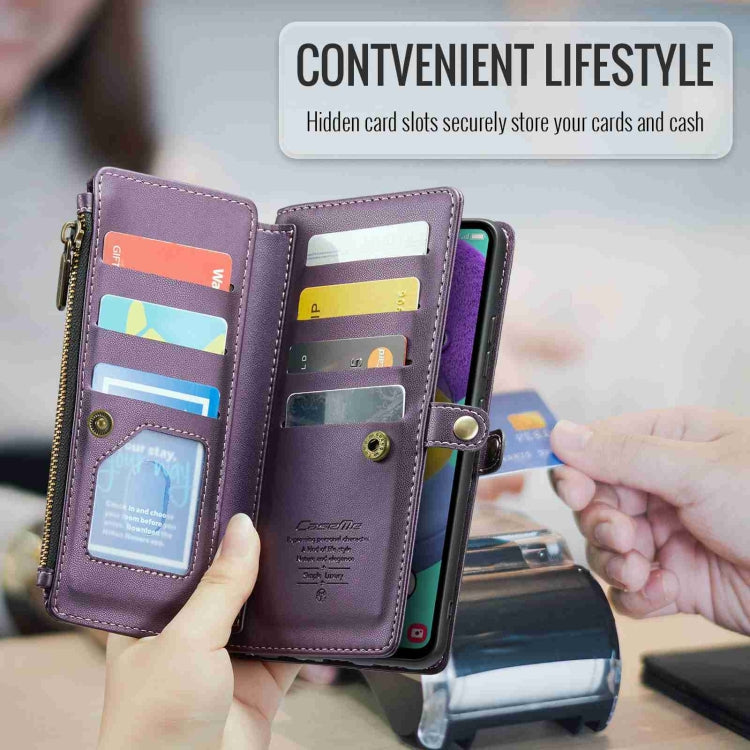For Samsung Galaxy A51 4G CaseMe C36 Card Slots Zipper Wallet RFID Anti-theft Leather Phone Case(Purple) - free shipping - PMC Jewellery - Order now!