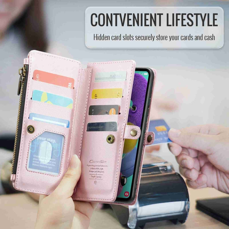 For Samsung Galaxy A51 4G CaseMe C36 Card Slots Zipper Wallet RFID Anti-theft Leather Phone Case(Pink) - free shipping - PMC Jewellery - Order now!