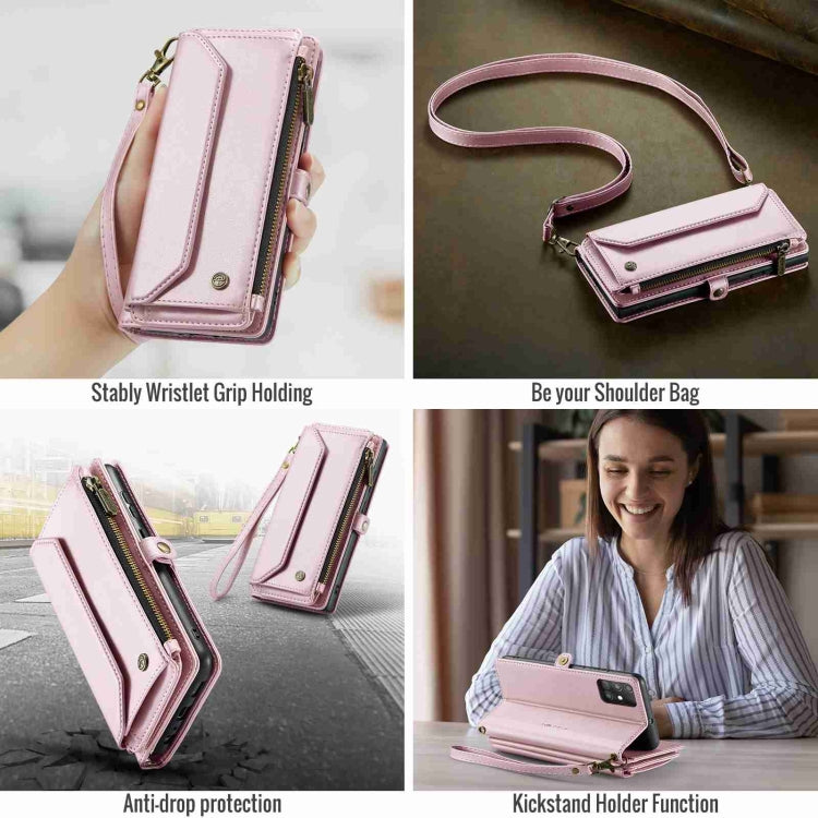 For Samsung Galaxy A51 4G CaseMe C36 Card Slots Zipper Wallet RFID Anti-theft Leather Phone Case(Pink) - free shipping - PMC Jewellery - Order now!